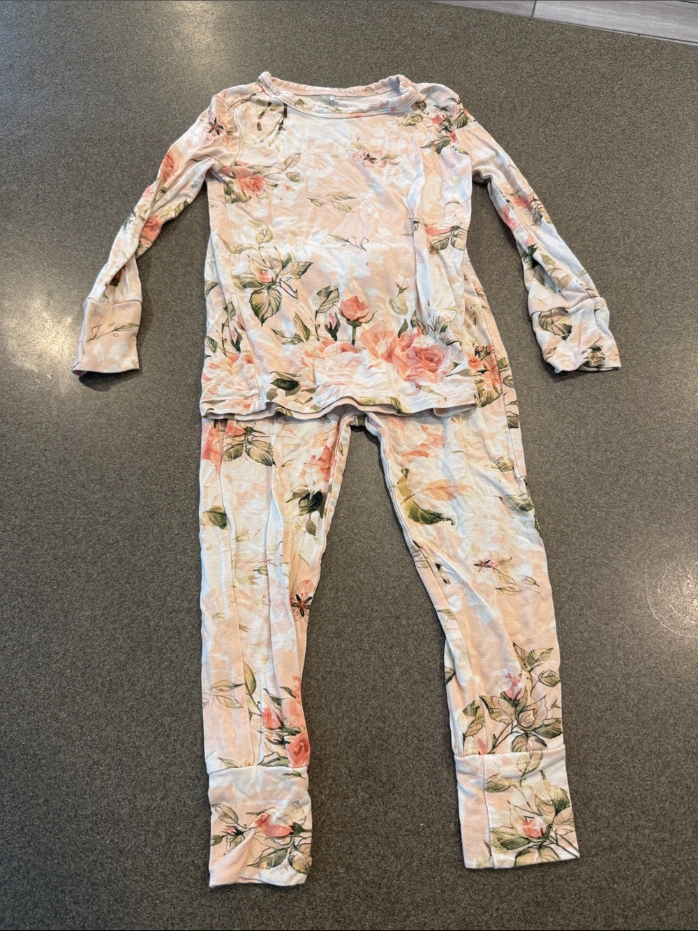 Posh Peanut Floral Pajama Set in Cream, Pink, Green